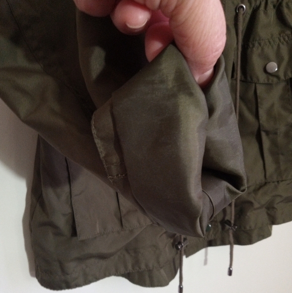 Merona olive green utility jacket with jersey lining and hood - Picture 6 of 13